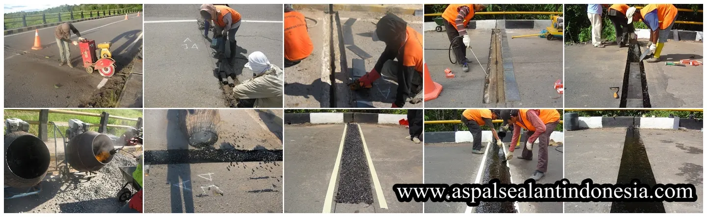 Dokumentasi aplikasi aspal sealant pada expansion joint